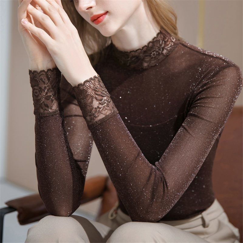 Silk Blouse - Modische Gaze-Blusen mit glänzendem Seidenbesatz und