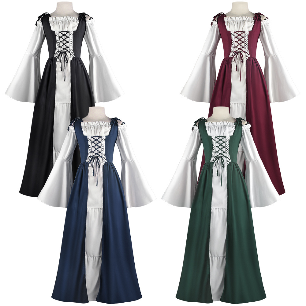 Lace Dress - Mittelalterliches Steampunk-Schnürkleid, Renaissance-Retro-Hofkleidung, zweiteiliges mittelalterliches Bühnenkostüm,