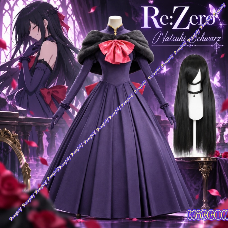 Evening Gown - Natsumi Schwartz ReZero Cosplay-Outfit, lila Abendkleid,