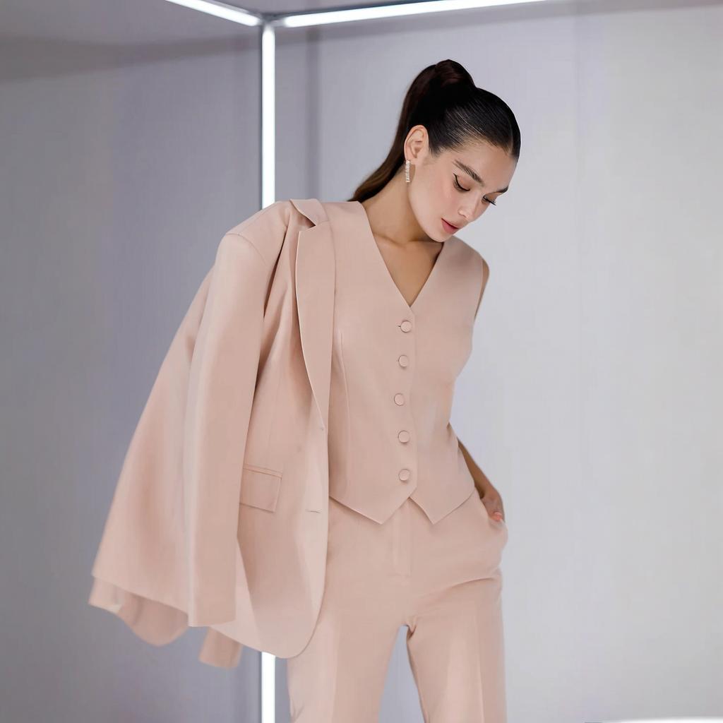 Womens Blazer - 2026 Damen-Anzug Dreiteiliges Set Business Casual