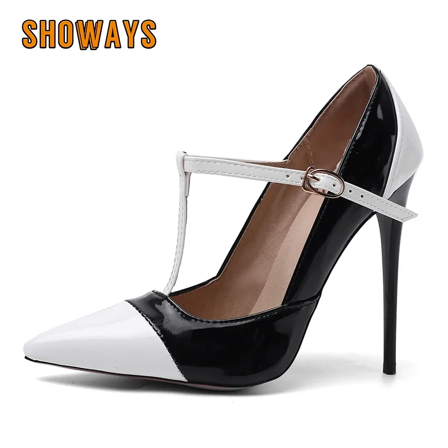 Women'S Red Formal Wear - Rote Elegante Damen-Pumps, Schwarze Mischfarben-Lackleder-Pumps mit